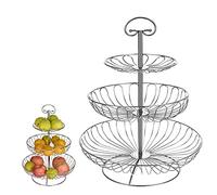 Msioytog Cesto per Frutta a 3 Livelli, portafrutta in Metallo, Supporto in Ferro battuto, da appoggio, per, per Cucina, Feste, Ciotole per Decorazione Moderna per Cucina per Tavolo