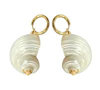 Msioytog Collana con pendente a conchiglia retrò con perle autentiche Orecchini minimalisti Gioielli da indossare tutti i giorni Gioielli con orecchini pendenti con perle naturali