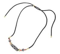 Msioytog Collana con perline Dzi a nove occhi Tripla lucidatura Durevolezza spirituale Accessorio per catena da collo per stile moderno Gioielli fatti a mano con perline Dzi