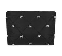 Msioytog Elegante Ricamato Pianificazione di Piegatura Imbottito Cotone Borsa a Spalla Grande Capacità Delle Donne 's Borsa Portatile per Viaggi Oversize Ricamato Party Grip Bag, Nero