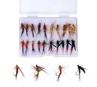 Msioytog Esche da pesca a mosca in gomma morbida, inclusi pesi e contenitore trasparente per esche da pesca d'acqua dolce da viaggio