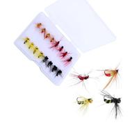 Msioytog Esche da pesca a mosca in gomma morbida, inclusi pesi e contenitore trasparente per esche da pesca d'acqua dolce da viaggio