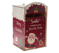 Msioytog Tradizionale cassetta postale rossa di Babbo Natale per i bambini che desiderano lettere stabili in legno decorazione aula scatola di raccolta della posta di Babbo Natale per bambini