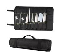 Msiud Borsa per Coltelli Da Chef Con 20 Slot, 14 * 22,4 pollici Borsa Di Utensili Arrotolabile In Tela Cerata per Scomparti Custodia Per Escursioni E Campeggio Regalo Esterni Porta Viaggio(Nero)