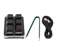 Msiud Mini Tastiera Meccanica Programmabile, a 6 Tasti a Caldo Macro Pad con una Maniglia USB Ergonomic KeyPad Compact e Portable per L'editing Video e i Designer Compatta Plug and (Nero)