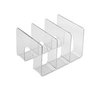 Msiud Scaffale da Tavolo Con Divisorio Verticale, Fermalibri da Scrivania Organizer Borse Armadio Mensole per Armadio Interno Portariviste Porta Riviste Trasparente Acrilico 3 Griglie (Grigio)
