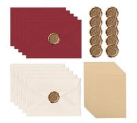 Msiud Set Carta Lettere Vintage 40 Pezzi A5 Kraft con Buste E Sigilli Cera | Adatti per Inviti di Matrimonio E Regali, Carta Kraft Resistente, Buste Eleganti, Sigilli Autoadesivi Facili da Usare