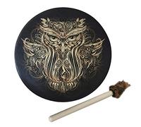 Msiud Tamburo Sciamanico, Da Stadio Con Manico Di Sciamanico Fatto A Mano Racchetta Per Rituali Sciamanici E Meditazione Alchimia Sciamanica Pelle Pecora Strumento Rotondo Vintage (25cm Owl)