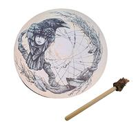 Msiud Tamburo Sciamanico, Da Stadio Con Manico Di Sciamanico Fatto A Mano Racchetta Per Rituali Sciamanici E Meditazione Alchimia Sciamanica Pelle Pecora Strumento (25cm Crow)