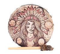 Msiud Tamburo Sciamanico, Da Stadio Con Manico Di Sciamanico Fatto A Mano Racchetta Per Rituali Sciamanici E Meditazione Alchimia Sciamanica Pelle Pecora Strumento Rotondo Vintage (25cm Indian)