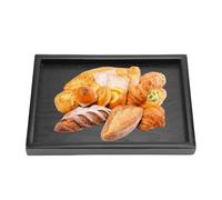 Msiud Vassoio in Legno Rettangolare, Portaoggetti Antiscivolo Vassoi Caffè Naturale da Cucina Bambù Piattino Piatto Portata Grande Decorativo Adatto per Dessert Bagno 14,17 x 10,63 pollici