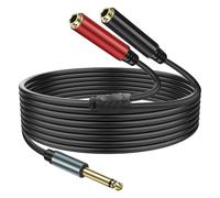 MSJSIY - Cavo audio 1/4", 6,35 mm, 6,35 mm, 1/4 TS maschio a doppia presa Y, splitter mono per chitarra, placcato oro, per altoparlante OFC HiFi TS, 2 m/6,5 FT