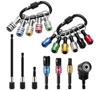 Mskidand 18 portachiavi porta punte, adattatore per trapano ad angolo retto, adattatore per trapano da 1/4", 3/8", 1/2", supporto per punte 11P