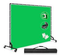 MSKIRA 2 x 3 m sfondo verde schermo con kit di sfondo fotografico mobile, sfondo Greenscreen con supporto per streaming, video in studio, riunioni zoom e feste