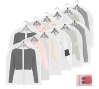 MsKitchen Clear Garment Bags Clothes Covers Protecting Dusts (Set of 12) for Storage Plastic Garment Bags Hanging Clothes Bags Dress Bag with Full Zipper for Closet Storage - 24'' x 32''/12 Pack