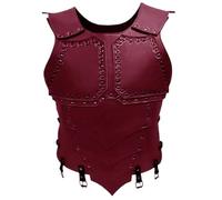 Mskmnkot Armatura del torace medievale rosso sintetico Armatura vichinga regolabile per adulti in pelle per le prestazioni del cosplay LARP Costumi di performance