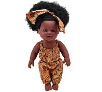 Mskmnkot Black Girl Doll African American Baby Play Dolls da 12 Pollici Curly Hair Brown for Kids Birthday Regalo
