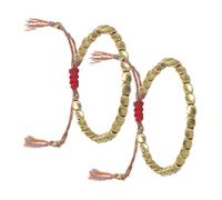 Mskmnkot Braccialetti di perline di rame tibetano per donne filo Bracciale in perline con fortunato corda per donne regalo 2pcs Braccialetti di di rame