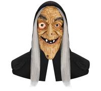 Mskmnkot Maschera da strega realistica a testa piena in lattice spaventoso maschera di Halloween vecchia faccia per adulti di Halloween festa vestire decorazione