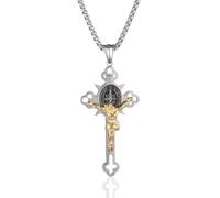Mskmnkot Necklace a croce uomini donne cravatta punk in acciaio inossidabile santo benedetto pendenti cross per uomo regalo da donna