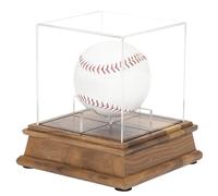 Mskmnkot Vale per la visualizzazione del Baseball, Supporto da Baseball Acrilico Trasparente con Base in Legno, Custodia a Prova di Polvere, Display del Supporto autografo per Una Singola Sfera
