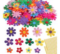 MSLSOZ 150 petali di feltro, fiori colorati in feltro, fiori a cinque e otto petali e mini fiori, con 200 pezzi di nanotape a doppia faccia da 8 mm, adatti per fai da te e decorazioni fatte a mano per