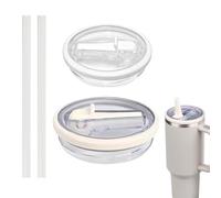 MSLSOZ 2 pezzi per coperchio stanley cup impermeabile da 40 oz, coperchio della tazza impermeabile Stanley riutilizzabile, Stanley Cup accessori e 2 cannucce, stanley cup (bianco+avorio).