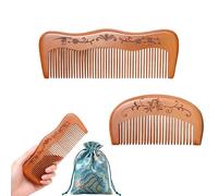 MSLSOZ Due pettini in legno, pettine per capelli in legno antistatico, con motivi floreali, forme ad arco e onda, comodo da tenere, alleviare le emozioni e massaggiare il cuoio capelluto.