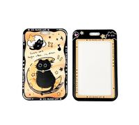 MSLSOZ Set di 3 cordini, cordino retrattile con porta carte, tre accessori di collegamento e porta carte con motivi di gatto. Indossato intorno al collo, al polso, alla vita o attaccato a una borsa.