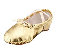 MSMAX Scarpe da ballo piatte da yoga per donne, uomini, ragazze, ragazzi, Dorato, 40 EU Étroit