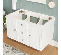 MSMOK 78,5 x 46 x 46,8 cm, mobiletto sottolavabo sospeso con 3 cassetti, molto spazioso, stile moderno, mobile da bagno, bianco