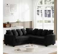 MSMOK Divano modulare combinato con cuscini per schienale per varie scene come il soggiorno, divano angolare a L, per sfruttare al meglio il tuo spazio angolare, grande divano a 5 posti (nero)