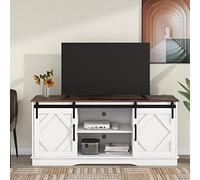 MSMOK Grande mobile per TV, 150 x 40 x 60 cm, con 2 classiche ante scorrevoli, scaffali regolabili per soggiorno, sala da pranzo, casa di campagna, design moderno (bianco)