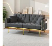 MSMOK Gray.Divano letto doppio pieghevole con funzione reclinabile, tre angoli di inclinazione regolabili e portabevande, adatto per soggiorno, camera da letto, home theater o camera degli ospiti.