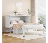 MSMOK Letto a scomparsa 140x200 cm, letto pieghevole a parete, letto a parete con rete a doghe, letto a scomparsa verticale con rete a doghe, letto per ragazzi, bianco