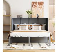 MSMOK Letto a scomparsa, letto da parete con rete a doghe, letto pieghevole da parete, letto a scomparsa verticale con rete a doghe, letto per ragazzi (grigio, 140 x 200 cm)