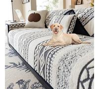 MSNCS Copertura Divano Antigraffio per Gatti,Copridivano 3/2/4 Posti con Penisola, Fodera per Divano a L Antiscivolo Lavabile Copri Divano Protettore per Soggiorno(Grigio,70x210cm)