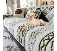 MSNCS Copertura Divano Antigraffio per Gatti,Copridivano 3/2/4 Posti con Penisola, Fodera per Divano a L Antiscivolo Lavabile Copri Divano Protettore per Soggiorno(Verde,70x120cm)