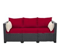 MSNCS Copri Copriseduta per Divano da Esterno - 3/2/1 Posti Federa Elastica per Cuscino, Copricuscini per Mobili da Giardino, per Patio, Terrazza e Uso Interno/Esterno(Wine Red,S:50-70cm(3PCS))