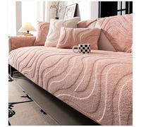 MSNCS Copridivano 2/3/4 posti con Penisola,Peluche Copertura Divano Angolare Fodera per Divano Forma di L Universale Cover Antigraffio Gatto Cani Protettiva per Mobili da Soggiorno(Rosa,90x210cm)
