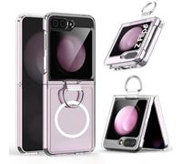MSOTES for Galaxy Z Flip 6 Case with Ring Compatible with Magsafe, Built-in Strong Magnetic & Ring Holder, Crystal Clear Hard PC Anti-Yellowing Ultra-Thin Slim Fit Samsung Galaxy Z Flip6 (Clear)