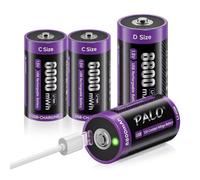 Mspalocell 4 Pack Batteria USB-C 1,5V - Baby C 6000 mWh Lr14 & Batterie D 8800mAh Mono Lr20, Batteria Litio Tipo C a Ricarica Rapida con Cavo Ricarica per Luce Ricarica, Bassa Autoscarica, 1500 Cicli