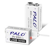 Mspalocell Batteria litio 9V 650 mAh, confezione 4, batteria blocco 9V stampa tigre, ricarica rapida 1500+ cicli, ricaricabile con micro cavo USB e indicatore carica, batteria 9V bassa autoscarica (2)