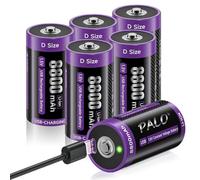 Mspalocell Batterie a celle D da 1,5 V USB-C LR20 8800 mAh, batteria al litio di tipo C, bassa autoscarica, con luce di ricarica, oltre 1500 cicli, confezione da 6 batterie D da 1,5 V