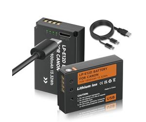 Mspalocell Confezione da 2 batterie LP-E12 USB 1800 mAh con ricarica USB Type-C, compatibili con batteria di ricambio Canon M100D Kiss x7 Rebel SL1 EOS M10 EOS M50 DSLR