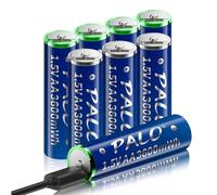 Mspalocell USB-C litio AA Batteria ricaricabile da 1,5 V 3600 mwh, batterie AA ricaricabili a carico rapido con diversi cavi di ricarica di tipo C, bassa auto-scarica, con luce di ricarica, 8 pezzi