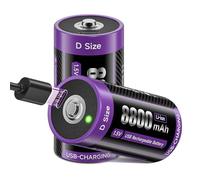 Mspalocell USB-C Mono D Batterie al Litio 1.5 V 8800 mAh LR20 Batteria D Ricaricabili, Oltre 1500 Cicli LSD/Bassa Autoscarica, Ricarica di Tipo C, Confezione da 2