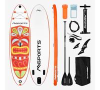 MSPORTS SUP - Stand Up Paddling Board - Gonfiabile completo paddleboard accessori pagaia regolabile, pompa di alta qualità + 2 bastoncini + custodia impermeabile per smartphone + borsa multifunzione