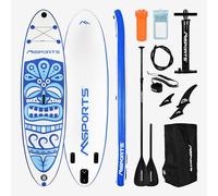 MSPORTS SUP - Stand Up Paddling Board - Gonfiabile completo paddleboard accessori pagaia regolabile, pompa di alta qualità + 2 bastoncini + custodia impermeabile per smartphone + borsa multifunzione