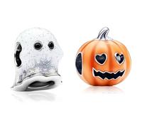 MSPOVOF Boo Ghost & Spooky Pumpkin Glow-in-the-dark charm perline per braccialetti e collane in argento Sterling S925 per donne gioielli regalo